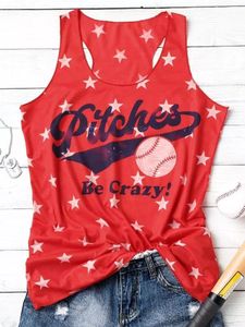 Women's Tanks & Camis Pitches Be Crazy Baseball Star Racerback Tank Summer Sleeveless Shirt Causal Vest Off Shoulder Loose TopWomen's