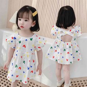 Dresses For Girls Heart Pattern Dress Girls Summer Party Dress Child Casual Style Costume Girl 210412