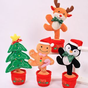 Boże Narodzenie Kids Dancus Cactus Electronic Plush Toys Xmas Penguin Elk Elk Singing Early Education Zabawny prezent zabawek D016