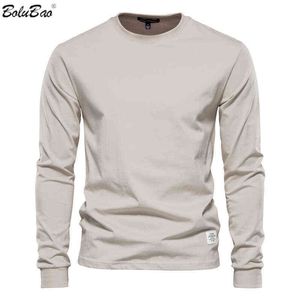Bolubao Men's Long Sleeve T-shirts 2022 Spring 100% Cotton Workwear Tee Tops Solid Color Pullovers T Shirts Male T220808