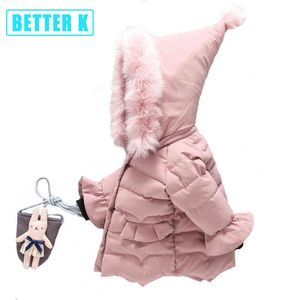 Jackets de garotas garotas casaco de inverno casaco com capuz parka 0-5y Roupas infantis Crianças roupas bebês menina de inverno jaqueta quente j220718