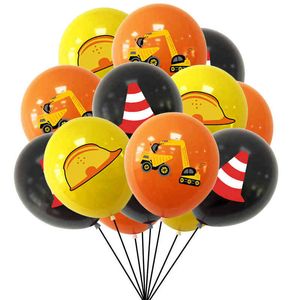 Wholesale birthday party boys for sale - Group buy Construction Tractor Theme Orange Excavator Inflatable Balloons Baby Shower Kid Boys Birthday Party Decoration Supplies L220601