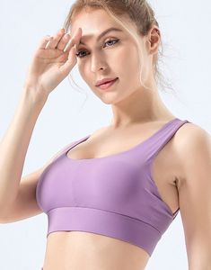 lu-WX131 women's yoga wear shoulder straps nude cross sports underwear bra shockproof yoga vest fitness bra please check the size chart to b