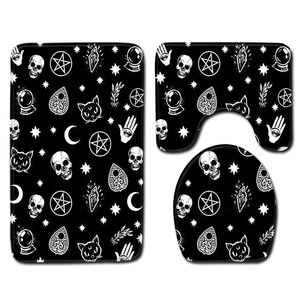 SUGER SKULL 3PCS Banho tapete de venda de produtos de vendas de banheiro de banheiro anti -slip slip slip tappes de tampa de assento de assento y200407