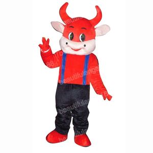 Halloween Red Cow Mascot Costume Najwyższa jakość kreskówka Plush Anime Postacie Choink Carnival Adults