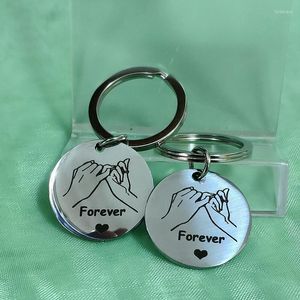 Keychains Round Card Friend Hand In Forever Keys Holder Metal Pendant Stainless Steel Couple Gift Ornaments Keyring Keychain CarKeychains Fo