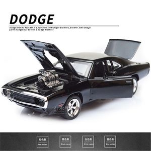 1/32 FastFurious Charger Automodell, Druckguss-Legierung, Pferde, Muscle-Fahrzeugmodelle mit Soundbeleuchtung, Spielzeug, Geschenk für Sammlung 220418