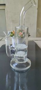 Glasschlacke-Doppelschichtfilter-Wasserpfeife, dickes Glas, Zigarettenpistole, DAB-Ölbohranlage, volle Höhe, 9,3 Zoll, Geschenk: Hornschale