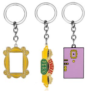 Friends TV Show Keychain Central Perk Coffee Time Photo Frame Pendant Key Chain For Friend Car Keyring Llavero Jewelry Gift
