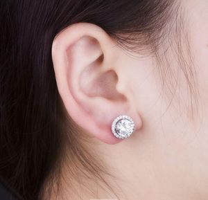 Stud Solid K White Gold Earrings CT stuk Diamant Wedding Earring voor Lady Brilliant Style Au585 Beautiful JewelryStudstud