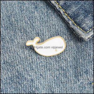 Pins Brooches Jewelry Enamel Alloy White Whale Collar Oil Drip Cute Shark Cartoon Pins For Children Women Hat Bags Belt Badge Fashion Acces