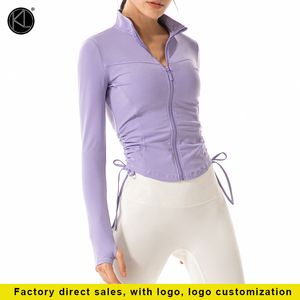 KALAYOGA Yoga Jacket Women's Stand Collar Zipper Running Sports Jacket Workout Clothes Slim Finger Cots Long Sleeve Cardigan Coats