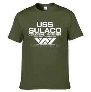 Męskie koszulki mody USCSS nostromo T-shirt obca USS SULACO kolonialne marines kosmici poza światem krótkie rękaw Tshirt men bawełna koszulki na szyję