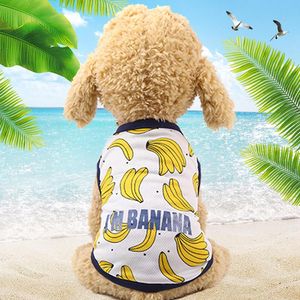 Dog Apparel Pet Clothes Fruit Strawberry Banana Printing Poodle Teddy Doggy Cat Skirt T-shirt Vest Summer Dress For Small DogDog