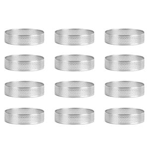 Confezione da 12 anelli per crostate in acciaio inossidabile perforati per torta mousse anello stampo per anelli strumenti di cottura rotondi 6 cm 220601