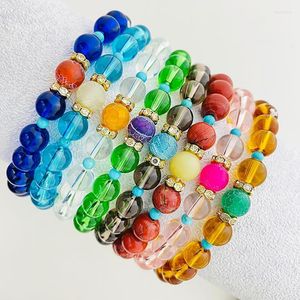 Beaded Strands Mixed Color 8mm Bracelet For Women Boho Vitality Natural Stone Glass Charm Festival Jewelry Accessories Kent22