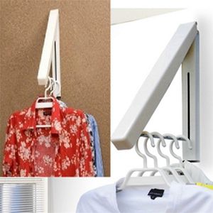 Waterproof Stainless Steel 1Pcs Multifunction Retractable Wall Mount Folding Clothes Hanger Clothes Towel Rack 220408