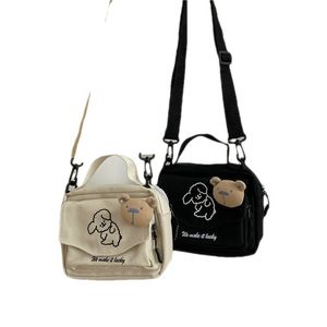 Ladies Fashion Canvas Small Square Bag Korean Version Cute Dog One Shoulder Diagonal Mobile Phone Package XHJ141