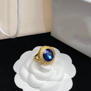 Designer anel aberto anéis de ouro azul masculino Moda feminina Sapphire Ring Jóias de luxo Anéis de pares 2207081d