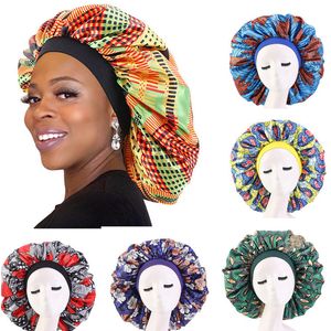 Plus Size Women Girls Sleeping Hat Imitated Silk Night Cap Hair Care Accessories Elastic Head Cover Bonnet Shower Caps for Curly Hairs INS