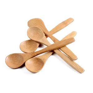 13cm Round Bamboo Wooden Spoon Soup Tea Coffee Honey spoon Spoon Stirrer Mixing Cooking Tools Catering Kitchen Utensil sxaug06