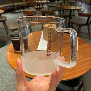 Starbucks glaskopp 2021 ny transparent frostad kaffekopp för män och kvinnor med stor kapacitet med handtag mot hög temperatur