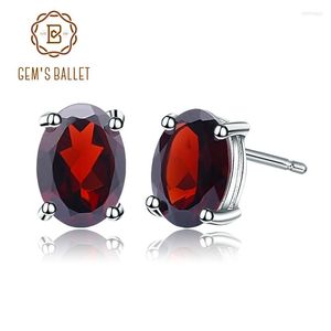 Stud Gem's Ballet 5 7mm 2.00Ct Orecchini ovali con pietre preziose naturali di granato rosso 585 14K 10K 18K Oro 925 Gioielli in argento per le donneStud