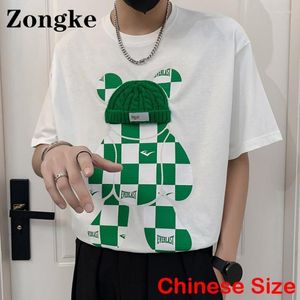 メンズTシャツZongke Cartoon Tシャツ男性衣服中国語サイズ3XLストリートウェアメンズハラジュクトップ2022春の到着マンのBLES22