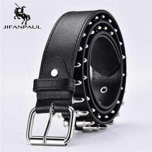 Jifanpaul vendendo ladras Bullet Belt Punk Rock Style com Motorcycle Jeans Fashion Decoration 220712