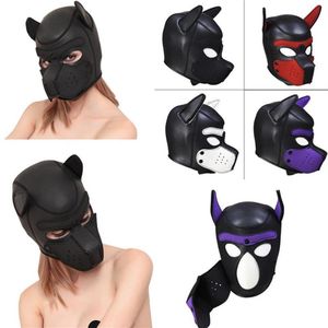 Brand New Latex Role Play Dog Mask Cosplay Full Head Mask with Ears Padded Rubber Puppy Cosplay Party Mask 10 Colors Mujer2996