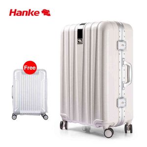 Varumärkesdesigner Suitcase Aluminium Frame Bagage Travel Trolley Case Hard PC Shell Rolling Spinner Wheels TSA Lock H J220707