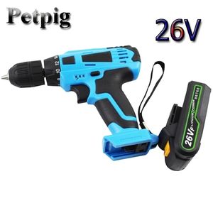 Petpig trådlös borrelektrisk skruvmejsel 12v26v36v Drill Wireless Power Driver DC Lithiumion Batteri Y200323