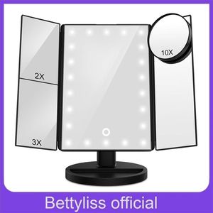 22 LED Lights Makeup Mirrors Touch Screen 1X 10X Table Desktop Countertop Bright Adjustable USB Cable Or Batteries Use 16 Y200114