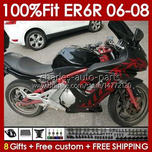 Kawasaki Ninja 650R ER6 650 R ER 6 F 06-08ボディワーク139NO.132 650-R ER 6F 650R-ER6F ER-6F 2006 2007 2008 ER6F 06 07 08 INGREMATION MORD FAIRANGS FAIRANGS RED FLAMES RED FLAMES赤色炎