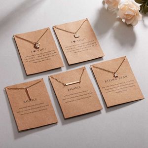 Necklaces Thin Pendant Star For Heart Women Bar Hollow Geometric Female Party Fashion Girls Jewelry Gift With Card Neck Chain