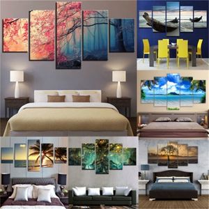 Modular Canvas HD Prints Posters Home Decor Wall Art Pictures 5 Pieces Nature Art Scenery Landscape Paintings Framework Pudcoco T200118