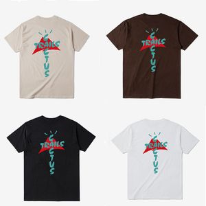 2022 INS Tide Brand Men s T Shirts Travis High Street Scott x Cactus jack Trails run around Short Sleeve Casual Round Neck Letter Printed Loose Oversized T Shirt