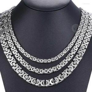 Chains 7 9 11mm Stainless Steel Necklace For Men Women Flat Byzantine Link Chain Fashion Jewelry Gifts LKNN14Chains Heal22