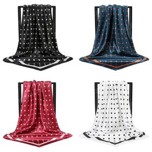 Polka Dot satén elegante mujer bufanda cuadrada turbante moda mujer rayón pañuelo para el cuello chales Bandanas bandas para el cabello Accesorios