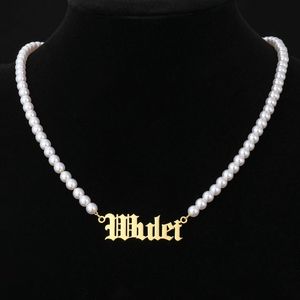 Personalisierte Perlen Halskette Custom Name Edelstahl Anhang für Baby Frauen Freundin Geschenk Schmuck