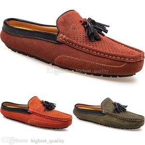 Primavera Verão Nova Moda Estilo Britânico Mens Lona Casual Ervilhas Shoes de Ervilhas Slippers Man Student Student Homens Preguiçoso Drive Overshoes Respirável 38-47 1074