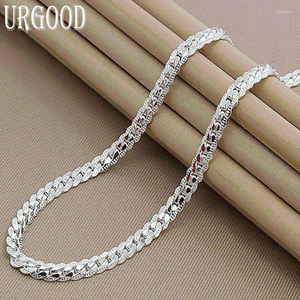 Kedjor 925 Sterling Silver 6mm Sidokedjehalsband för kvinnor Men Party Engagement Wedding Fashion Jewelrychains Godl22