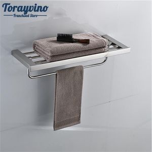 Torayvino Chrome Polished towel rack Swivel Stainless Steel Wall Hanging Bathroom Towel Rail Holder Rack Shelf Double Layer T200915