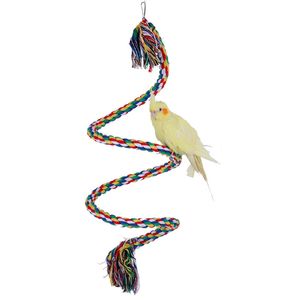 1pc husdjurstativträningstillbehör papegoja rep hängande flätad budgie tugga fågelbur cockatiel leksak conure swing leverans