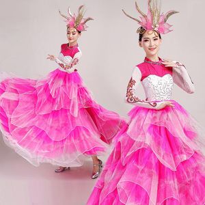 Stage Wear Modern Women'S Spanish Bullfight Long Dress Opening Dance Big Swing Skirt Chorus Performance Gauze Sequins Dresses DL6133Stag