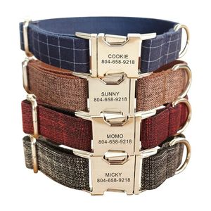 Personlig hundkrage Anpassade husdjurskrage Gratis gravering ID -namnplatta Tag Pet Accessory Suit Fiber Pupp Collage Leash Set 220610