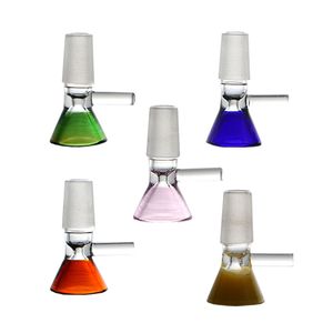 Glass Bowls Smoking Piece With Round Rod Handle Filter 6 Colorful Thick Bowl Joints For Bong Hookah Water Pipe