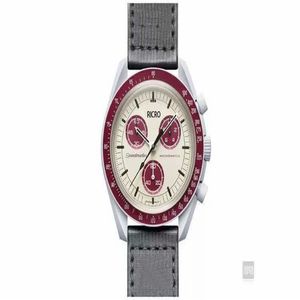 Men's watch 11 color quartz movement chronograph function 42mm size ceramic ring mouth