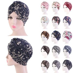Women Cotton Flowers Print Turban Bandana Sleep Cap Headwear Beanie Pleated Hat Chemo Cancer Bonnet Hijab Wrap Headscarf1 Eger22