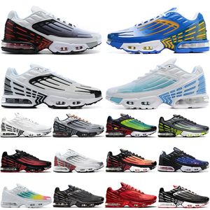 TN Plus 3 أحذية الركض الرجال نساء ثلاثية أسود أبيض ليزر بلو ديب رويال المسار Red Mens Designer Trainers Sports des Chaussures Sneakers